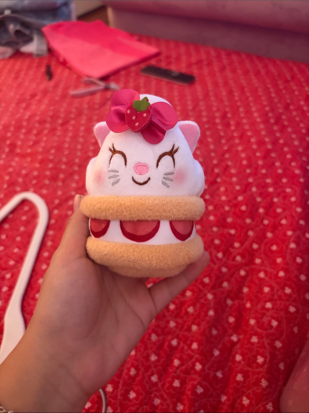 Plush Pink Strawberry Kitty Macaron Toy - Kids Accessory Disney Munchlings